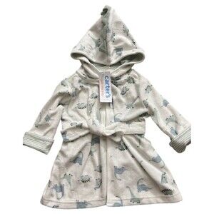 Baby Boys Hooded Dinosaur Bath Robe ~ Size: 0-9 M ~ NWT